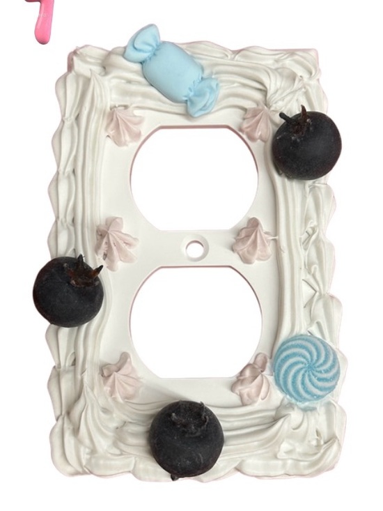 Other - Decorative White & Blue Candy Outlet Cover Plate